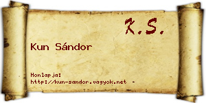 Kun Sándor névjegykártya